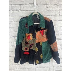 Indigo Moon Vintage Patchwork Tapestry Shacket Boho Artsy Festival  Size Medium
